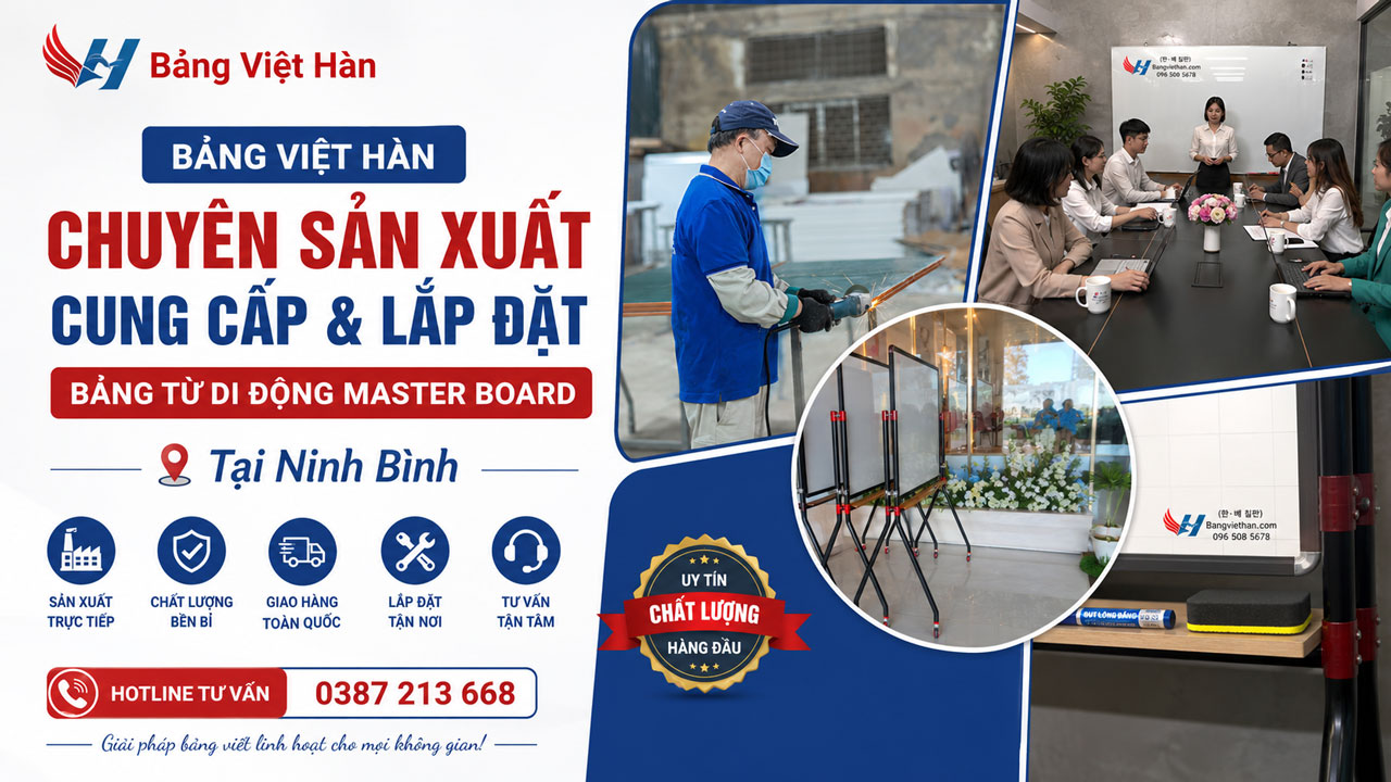Chuyên sản xuất và lắp đặt Bảng từ di động Master board Tại Ninh Bình